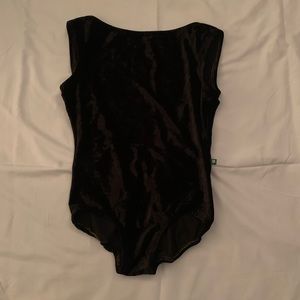 Black velvet luckyleo low back ballet leotard